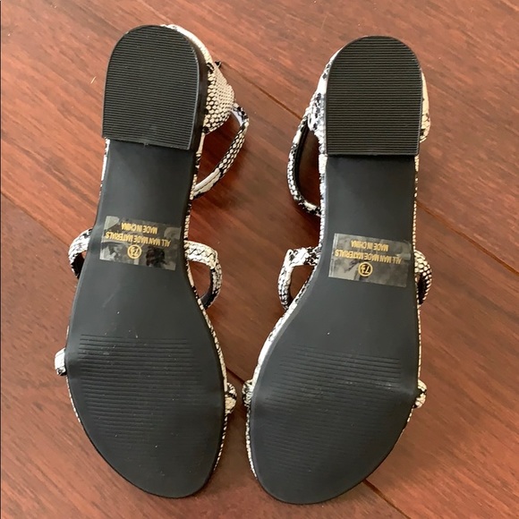 Quin Black and White Snake Flat Sandals - Picture 5 of 6